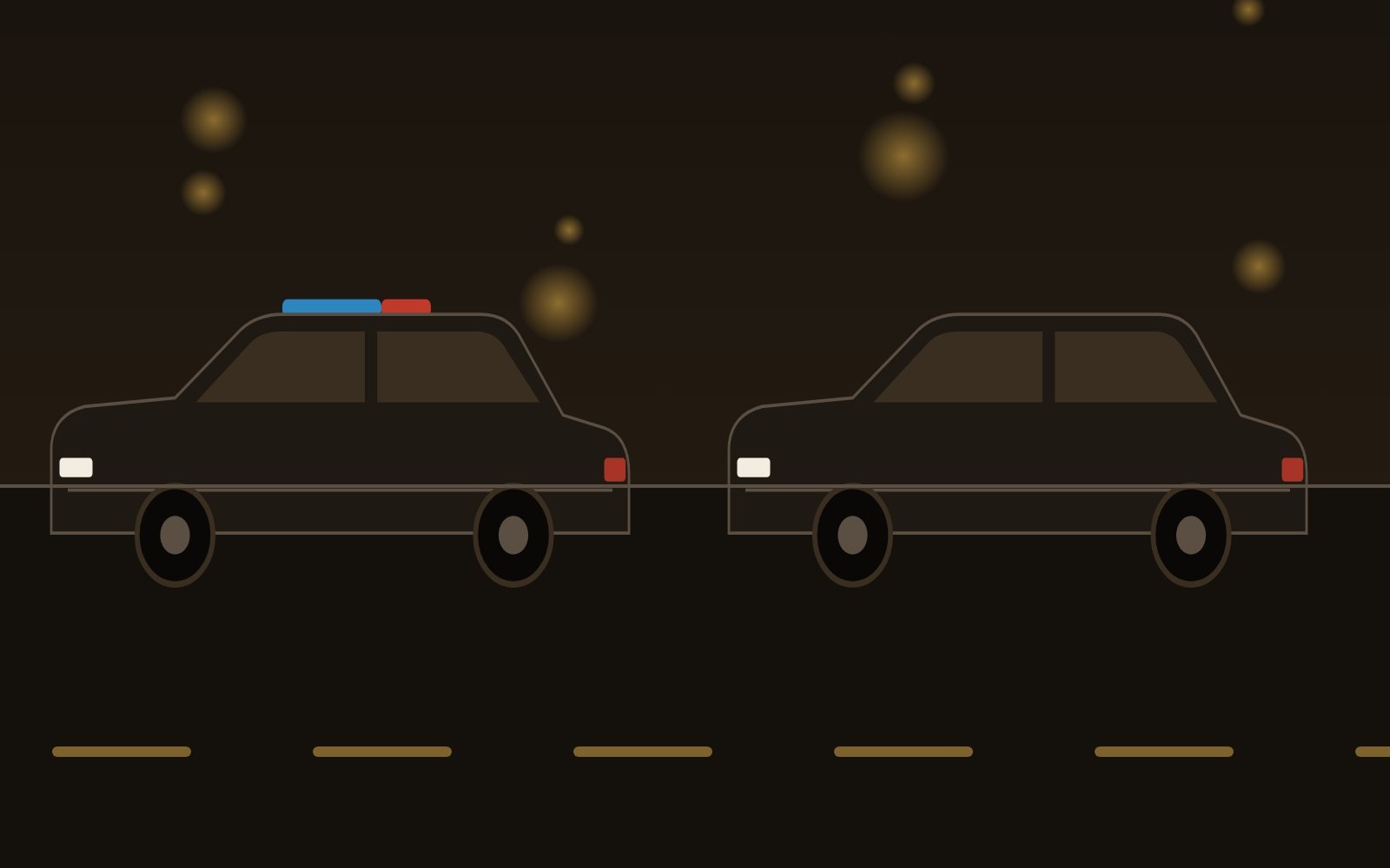 Illustration of a two-car security convoy at night